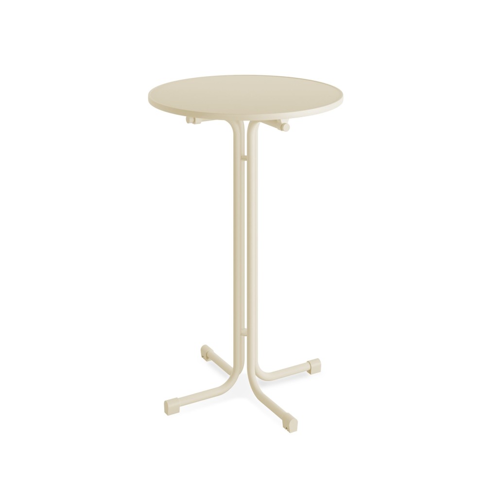 Table haute pliante Ø80cm, couleur sable