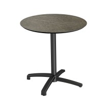 Table CHR, pliable & empilable, plateau rond Marbre foncé & piètement noir