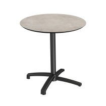 Table CHR, pliable & empilable, plateau rond Gris lunaire & piètement noir