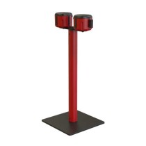 Poteau de guidage rouge à double sangle de 10m chacune avec base noir carrée