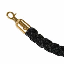 Corde torsadée noire de 150cm avec embouts en laiton doré, pour délimitation élégante