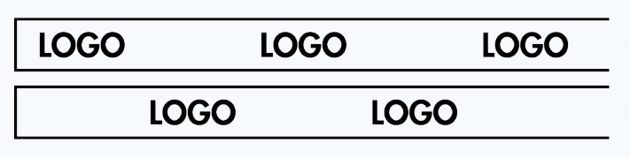 Logos disposés en quinconce sur la sangle